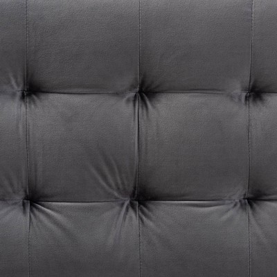 Gray Velvet Upholstered Grid Tufted Storage Ottoman Bench