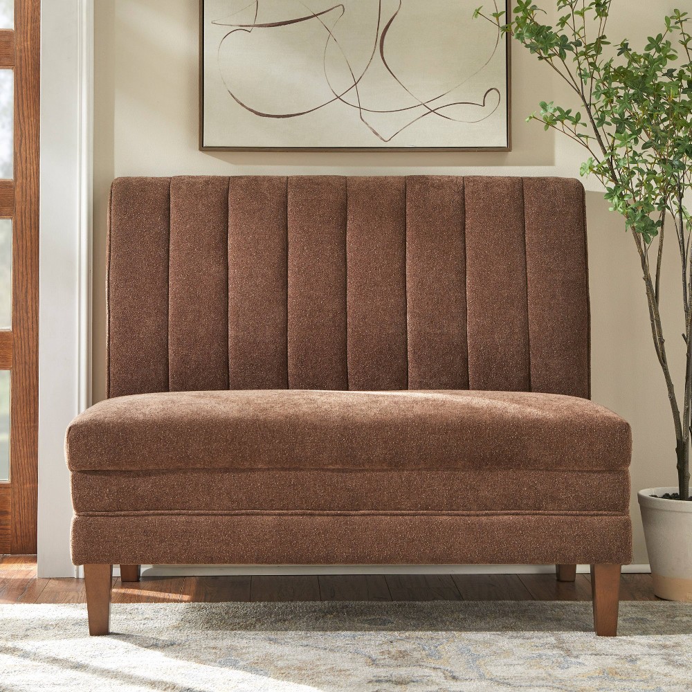 Lifestorey Kerrington Channel Back Upholstered Breakfast Nook Bench Brown