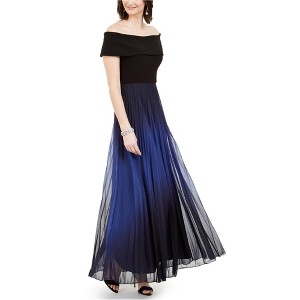 Betsy & Adam Womens Pleated Fit & Flare Dress, Blue, 4 - 1 of 1