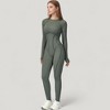 Anna-Kaci Active Women's Long Sleeve Fitted One-Piece Activewear Jumpsuit with Contoured Stitching and Open Back Design - 2 of 4