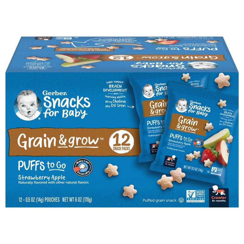 Gerber Puffs Strawberry Apple Baby Snacks - 12ct/0.5oz Each, 1 of 12