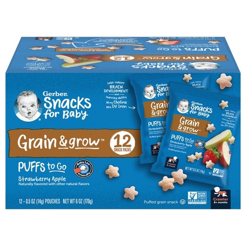 Gerber Puffs Strawberry Apple Baby Snacks - 12ct/0.5oz Each : Target