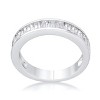 Slickblue Baguette Cut CZ Rhodium Wedding Band for Women, 0.77ct Clear Stones, Silvertone Plating, Sizes 5-10 - 2 of 4