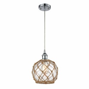 Farmhouse Rope - 1 Light Cord Hung Mini Pendant In Industrial Style-10 Inches Tall and 8 Inches Wide - 1 of 1
