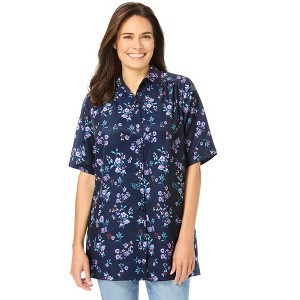 Woman Within No Iron Short Sleeve Peachskin Shirt - 1 of 4