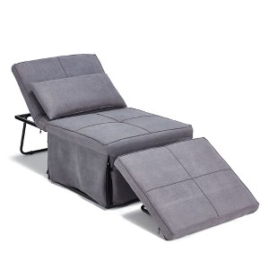 JOMEED CC70 4-in-1 Multi Function Folding Single Sofa Convertible Sleeper Bed with Retractable Footrest and 5 Level Adjustable Backrest, Gray - 1 of 4
