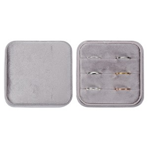 Unique Bargains Velvet Ring Organizing Display Mini 3 Slot Jewelry Storage Box - 1 of 4