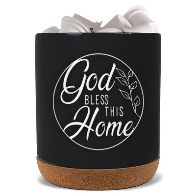 Elanze Designs Bless This Home Black X-Large Cork Bottom, Kitchen Counter, Ceramic Stoneware, Coffee, Tea and Hot Chocolate, Machine Brewing, K