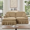 Elegant Mid-Century 2-Seater Modular L-Shaped Sectional Sofas, Removable Skirt, Spindle Legs & Movable Ottoman ¨C Comfy Chenille Loveseat Couch - 3 of 4
