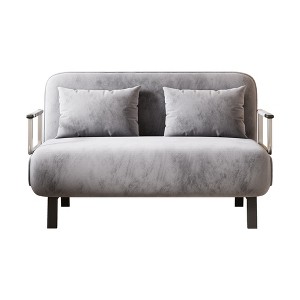 TiramisuBest Convertible Folding Sofa Chair Bed with Adjustable Backrest, Linen Upholstery, Metal Frame, Pillow, for Small Spaces & Dorms – Blue - 1 of 4