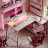 Bestier 42'' L-Shaped Gaming Desk: Power Outlets, LED Light, Reversible Shelves, Headset Hooks & USB Charging - Carbon Fiber White - 4 of 4
