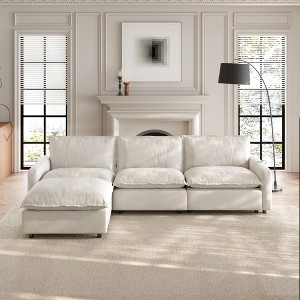 WJSHome 116''Oversized L-Shape Cloud Couch Modular Sectional Reclining Couches for Living Room, 3 Seat with Power Recliner Sofa & Ottoman - 1 of 4