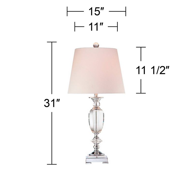 Vienna Full Spectrum Traditional Table Lamp Faceted Crystal and Chrome Urn White Drum Shade for Living Room Family Bedroom Bedside, 4 of 7