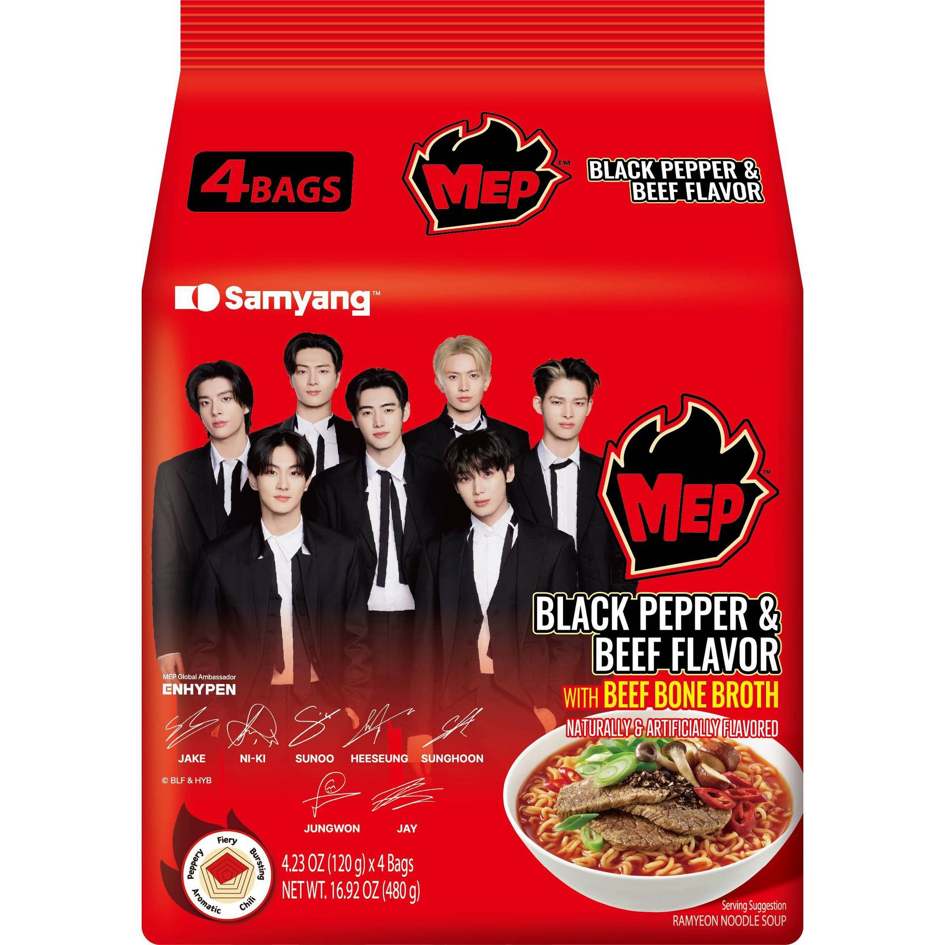 Samyang MEP Black Pepper and Beef Flavor Instant Korean Ramyeon Noodles - 1.15lbs