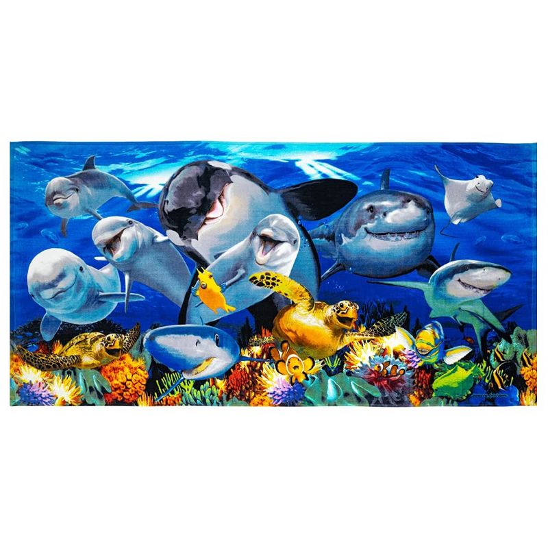 Dawhud Direct 30" x 60" Ocean Animals Beach Towel for Kids, Girls, Boys, Men, Women, 1 of 5