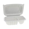 Pactiv Evergreen EarthChoice Vented Microwavable MFPP Hinged Lid Container, 2-Compartment, 9 x 6 x 3.1, White, Plastic, 170/Carton - 2 of 4