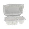 Pactiv Evergreen EarthChoice Vented Microwavable MFPP Hinged Lid Container, 2-Compartment, 9 x 6 x 3.1, White, Plastic, 170/Carton - image 2 of 4