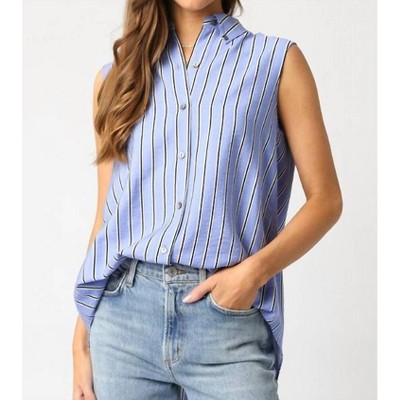 Women's Jaden Striped Sleeveless Button Down Top - OLIVACEOUS