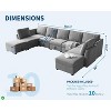 9 Seater U-Shaped Modular Sectional Sofa with Storage Chaise - Soft Chenille Fabric, Removable Covers & Convertible Design (Gray) - 2 of 4