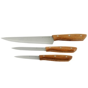 Gibson Home Seward 3 Piece Stainless Steel Cutlery Set with Wood Handles - 1 of 4