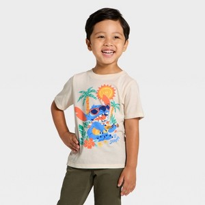 Toddler Boys' Lilo & Stitch 'Be Happy' Printed T-Shirt - Off-White - 1 of 3