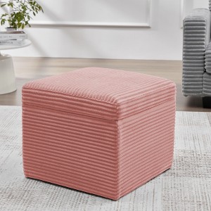 LIKEPAY Corduroy Square Storage Ottoman with Lift Off Top - 1 of 4