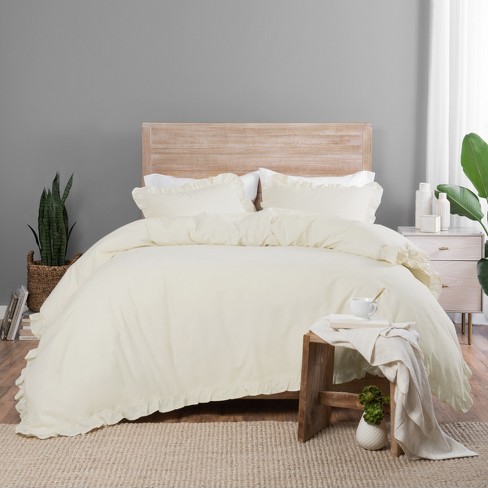 3pc Queen Rona Duvet Cover Set Ivory - Vue Elements : Target