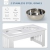 Gulches PawHut 6" Small Puppy Dog Feeding Station with Stainless Steel Bowls - White - 4 of 4