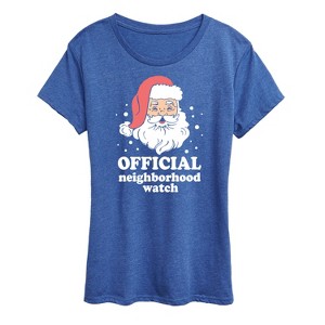Women's - Instant Message - Santa Neighborhood Watch Christmas Short Sleeve Graphic T-Shirt - 1 of 4
