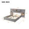 Full/Queen Size Velvet Upholstered Platform Bed with USB Charging Ports, Big Headboard Bed with 2 Bedside Pillows and Shelves 4Q-ModernLuxe - 3 of 4