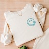 Simply Sage Market S.W.Smiley Embroidered Simple Wink Bold Lightweight Garment Dyed Sweatshirt - 3 of 4