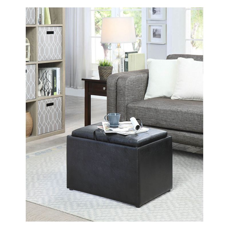 Breighton Home Luxe Comfort Storage Ottoman with Reversible Tray Top Lid, 5 of 8