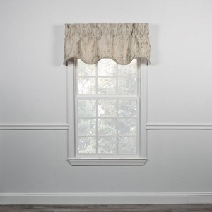 Ellis Curtain Meadow High Quality Room Darkening Solid Natural Color Lined Scallop Window Valance - 50 x15", Linen - 1 of 3