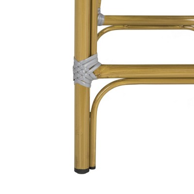 Transitional Grey and White Wicker Counter Stool - 19"x43"