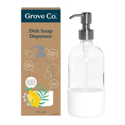 Grove Co. Dish Soap Glass Dispenser with White Silicone Sleeve