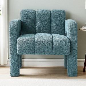 31" Boucle Upholstered Accent Chair with Wood Frame and Foam Seat - 1 of 4