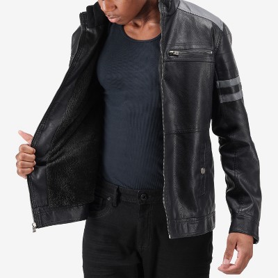 X RAY Mens Motorcycle PU Leather Jacket With Faux Shearing Lining in BURGUNDY Size Small — фото 7
