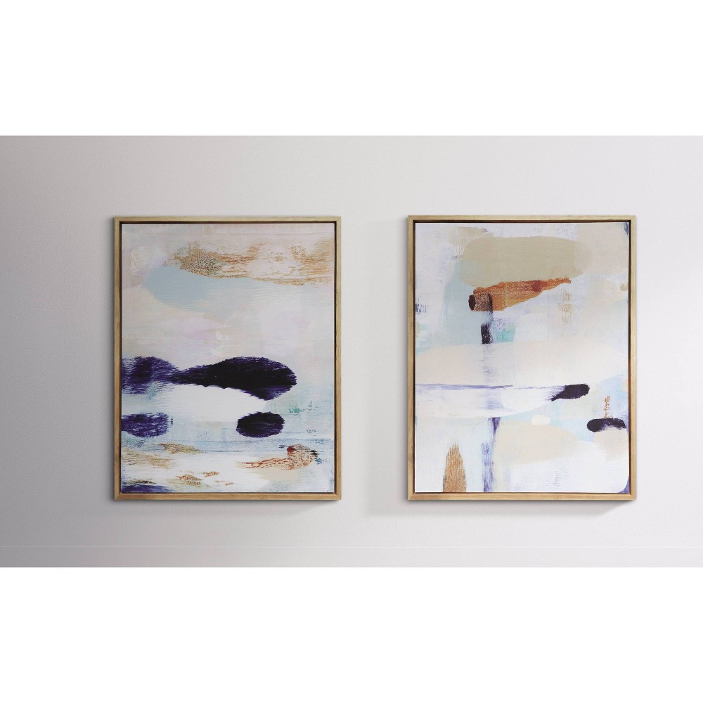 (Set of 2) 24" x 30" Abstract Framed Wall Art Canvas Beige - Project 62™: Modern Decor, Pine Frame