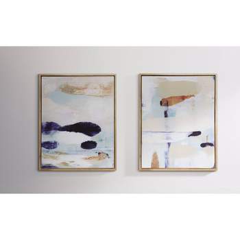 (Set of 2) 24" x 30" Abstract Framed Wall Art Canvas Beige - Project 62™