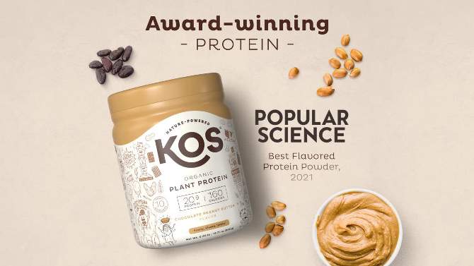 KOS Organic Vegan Plant Based Protein Powder - Chocolate Peanut Butter - 13.75oz, 2 of 5, play video