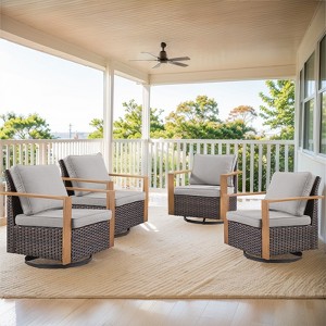 Buenhomino Outdoor Swivel Patio Chairs Set of 4, Wicker Swivel Outdoor Chairs Set of 4, 4 Piece Furniture Set for Porch, Deck, Sunroom, Yard, Poolside - 1 of 4