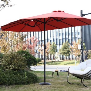 CAVINAS 14.8FT Patio Umbrella with Convenient Crank,Double Sided Outdoor Umbrella for Backyard,Poolside,Deck,Base Not Included - 1 of 4