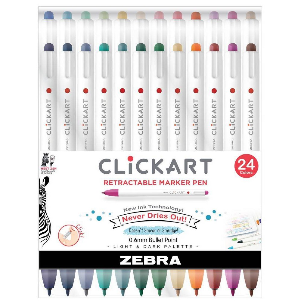 Photos - Felt Tip Pen Zebra 24pk Clickart Retractable Creative Markers 0.6mm Assorted Colors 