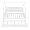 Racxily Wooden Twin Size House Bed with Trundle, Kids Bed with Shelf, White - 4 of 4