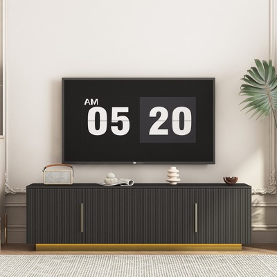 68" Modern TV Stand with 16-Color LED Lights, Entertainment Center with Storage Cabinets, Media Console for 55-65 Inch TVs, Living Room