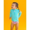 RuffleButts Baby/Toddler Girls UPF50+ Long Sleeve Zipper Rash Guard 2-Piece - 3 of 4