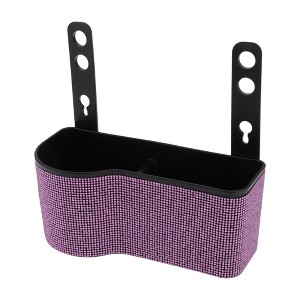Unique Bargains Car Trash Can W/ Hook Hanging Front Rear Seats Rhinestone Trash Bin Pink 1 Pc - 1 of 4