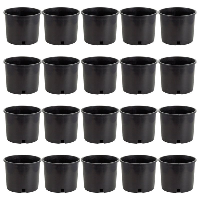 Pro Cal HGPK5PHD Round Circle 5 Gallon Wide Rim Durable Injection Molded Plastic Garden Plant Nursery Pot for Indoor or Outdoor (Set of 20), 1 of 7