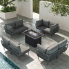 LayinSun 9 Pieces Rope Woven Patio Furniture Set, Modern Modular Sectional Sofa with Fire Pit Table and Upgrade Thickness Cushion - 2 of 4