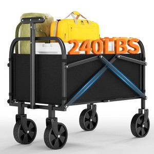 Garden Trolley, Foldable Wagon, Foldable Utility Cart Handcart -240LBS Capacity with Adjustable Handle Trolley for Camping Sports Shopping - 1 of 4